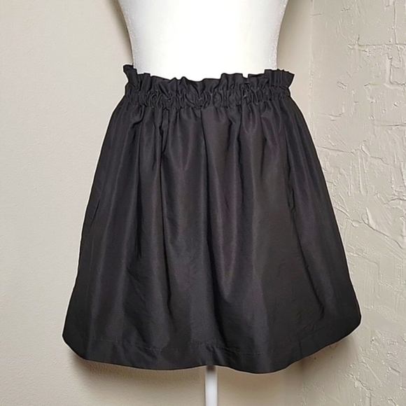 Zara Skirt Circle Mini Paperbag Elasticize Cinched Pull-On Shiney Gray Silver XS - Picture 1 of 9